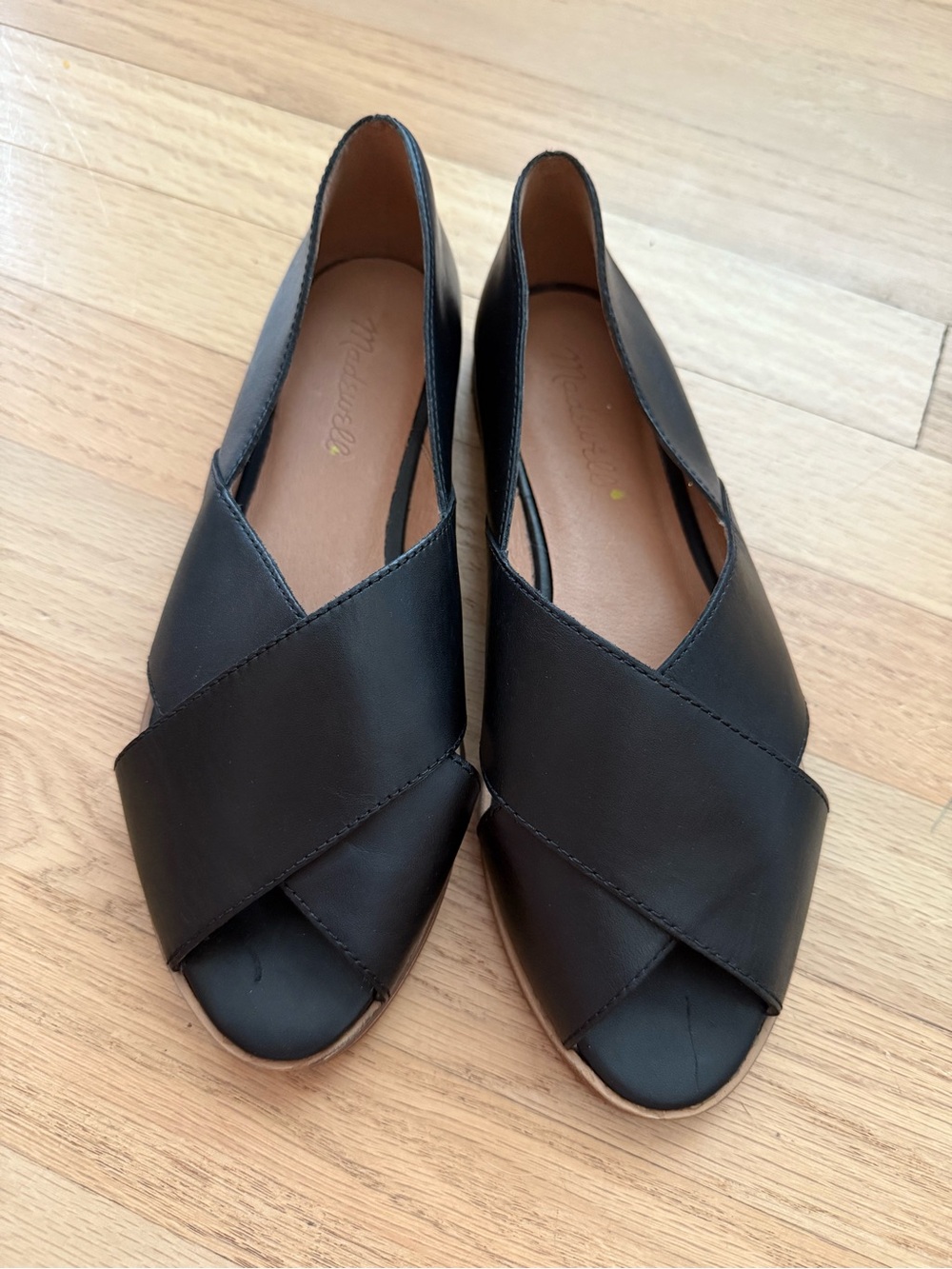 Madewell Size 7 Black The Blaine Crisscross Leather Flats